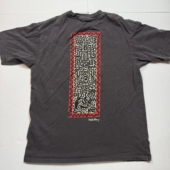 Disney Mickey Mouse Keith Haring Shirt Youth 12-14 Black Graphic Tee H&M