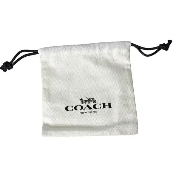 Coach Drawstring Gift Bag White Canvas with Black Logo