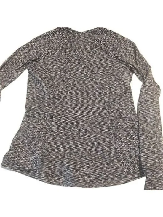 Lululemon Black White Gray‎ Runderful Long Sleeve Pullover Running Top Size 10