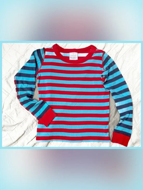 Hanna Andersson Striped Long Sleeve Top 130 8 Boy Girl Organic Shirt Red Blue