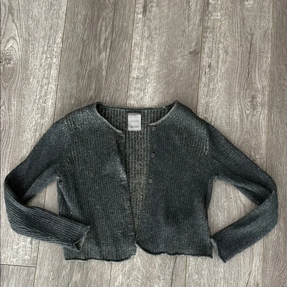 Zara black and gold sparkle cropped cardigan size 7