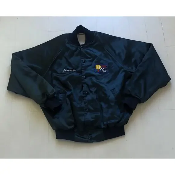 Vintage 1980s Auburn DWP Golf Club Satin Bomber Jacket Large 23.5 x 27
