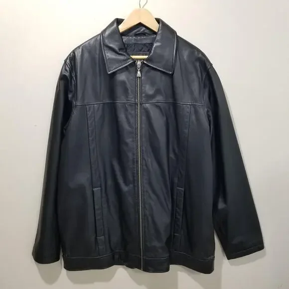 M Julian Leather Jacket Mens Medium Wilsons Zip Quilted Lined Pockets Classic