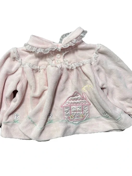 Vintage Baby Girl Velvet Long Sleeve Shirt Size 0-6 Months