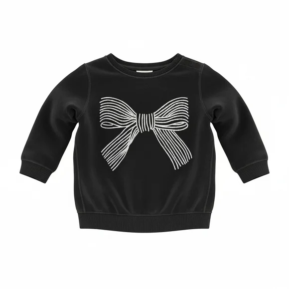 First Impressions Black Velour Top with Bow Design 3-6 Months NWT