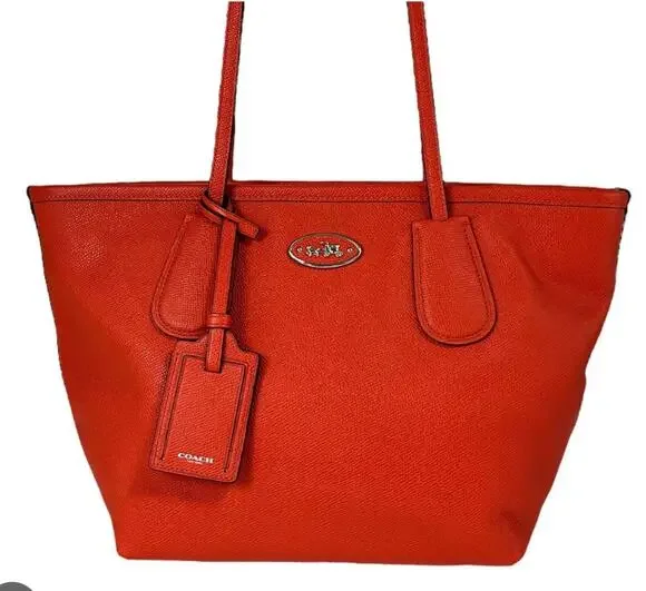COACH Red Current Leather Taxi Tote Bag