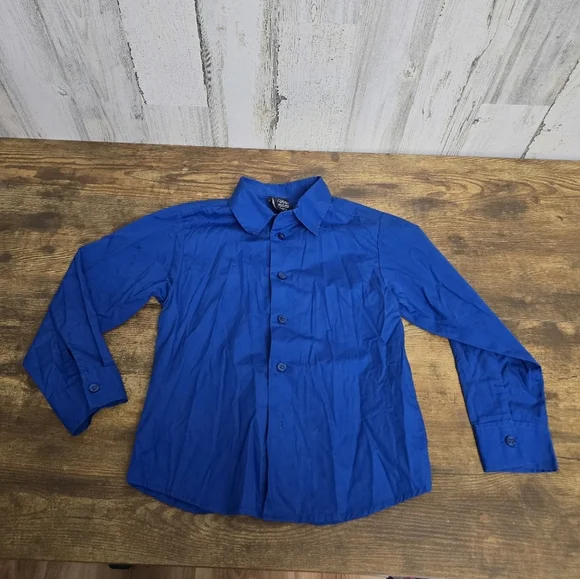 Nautica Boys Vibrant Blue Long Sleeve Button Down Shirt Size 7