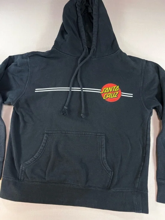 Santa Cruz Skateboards Classic Dot Hoodie Sweatshirt Black Kids L Pullover