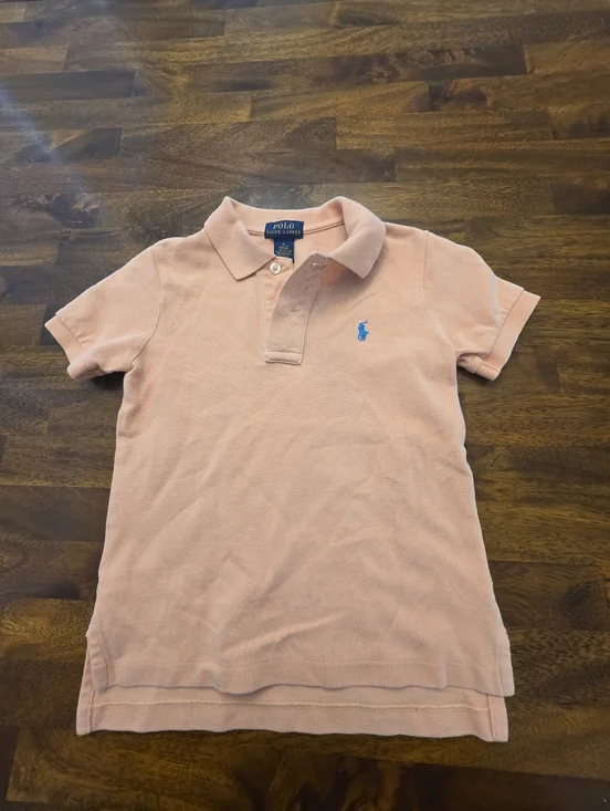 Polo by Ralph Lauren Peach Polo with Blue Pony Boys Size 4.     Sku‎ 66