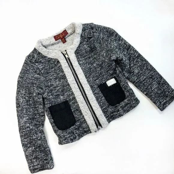7 For All Mankind Front Zip Sweater Sz 12m