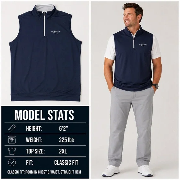 Peter Millar Mens XXL Navy Blue Lunazul Tequila Quarter Zip Golf Vest