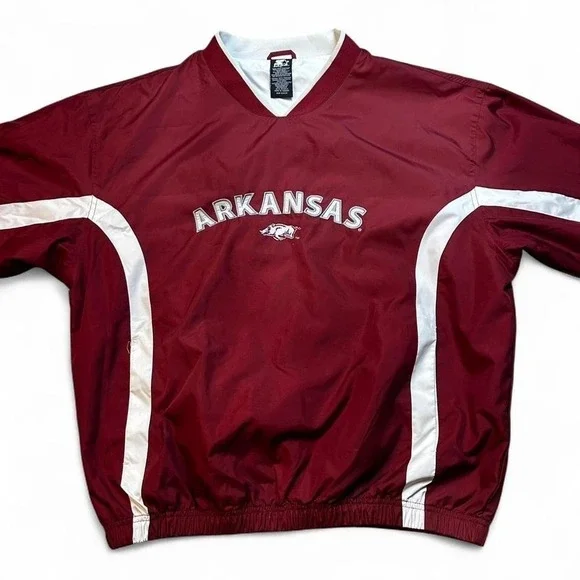 Vintage‎ Y2K Arkansas Razorbacks starter v-neck sportswear pullover size large