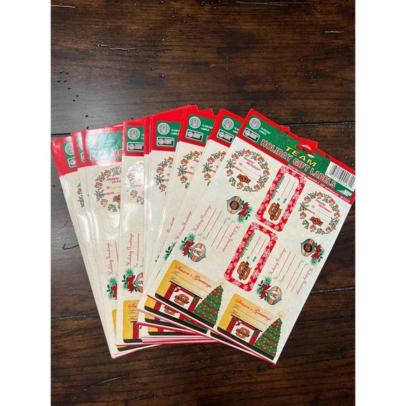 Oklahoma State University OSU Christmas Gift Labels Orange Holiday 240 Vintage