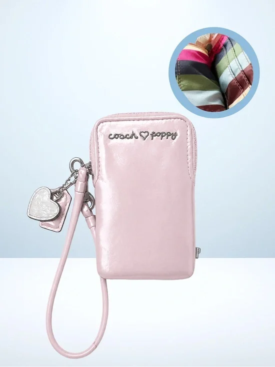 Coach Poppy Legacy Pink Vertical Wristlet