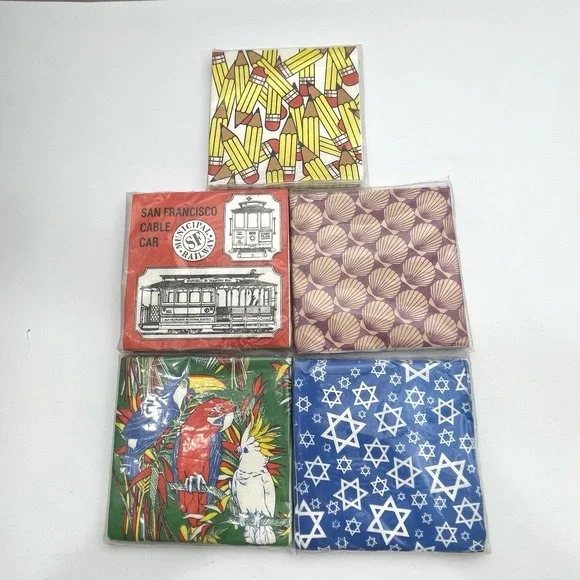 Vintage 80s Cost Plus Gift Givers Cocktail Napkins 24 & 25 Packs Lot Sealed NOS
