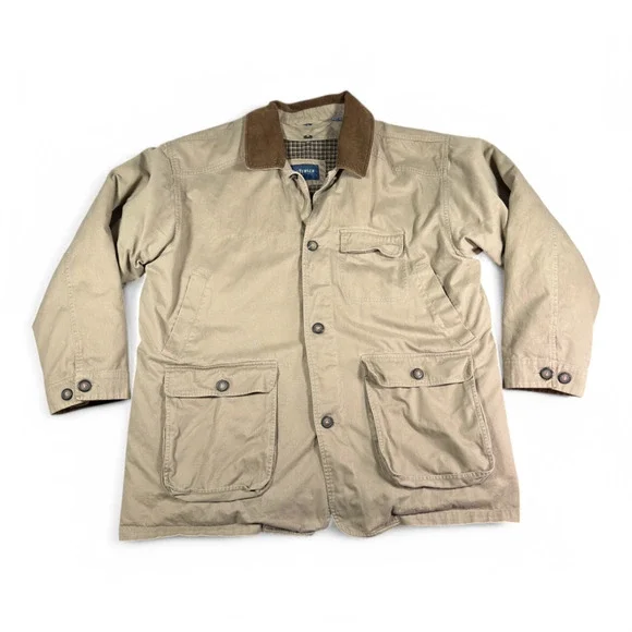 Vintage Van Heusen Chore Coat Adult EXTRA LARGE Brown Canvas Lined Quilted Barn