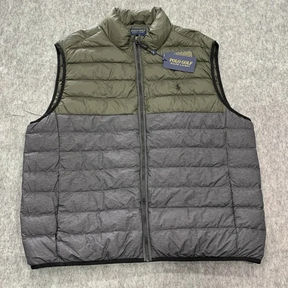 NWT Polo Golf Ralph Lauren Packable Duck Down Vest Jacket Full Zip Mens Size XXL