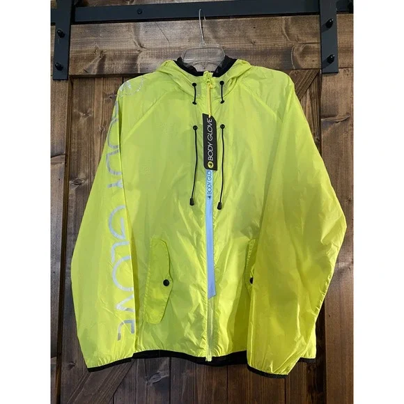 Body Glove Size L Yellow Packable Lightweight‎ Windbreaker Jacket NWT