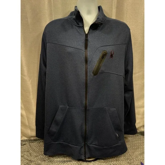 Spyder Active Mens XXL Blue Full Zip ProWEB Jacket Mock Neck SPM806U 1628546