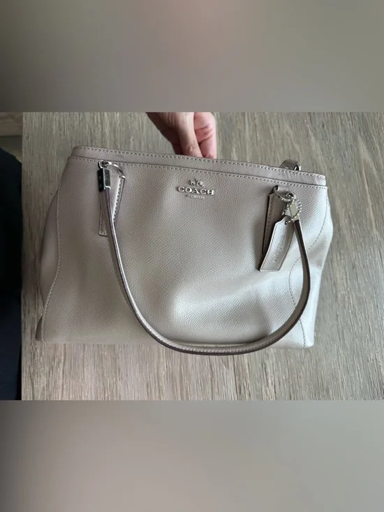 COACH Pebbled Leather Shoulder Bag in taupe