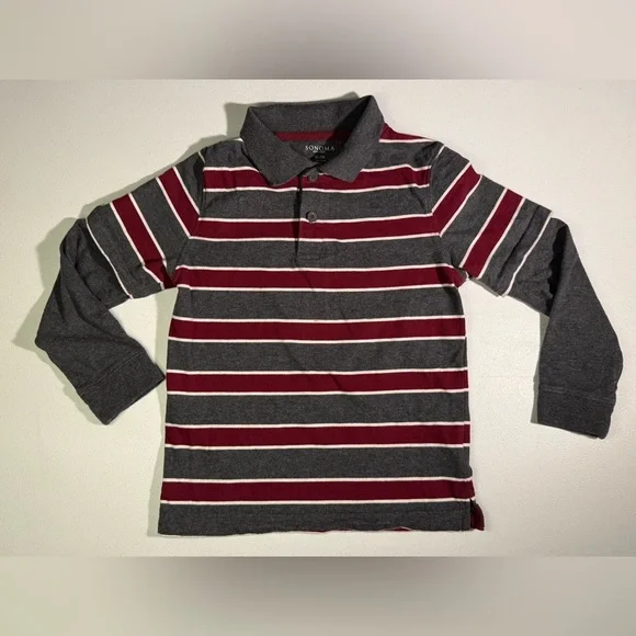 Sonoma Kids Polo with Gray and Red Stripes XL 7X