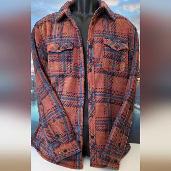 O'NEILL Rust & Navy Plaid Snap Buttons Jacket NWT