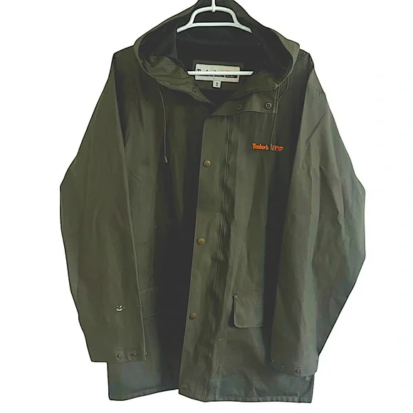 TIMBERLAND MENS PRO SERIES RAIN JACKET HOOD OLIVE GREEN PERFORMANCE OUTDOORS