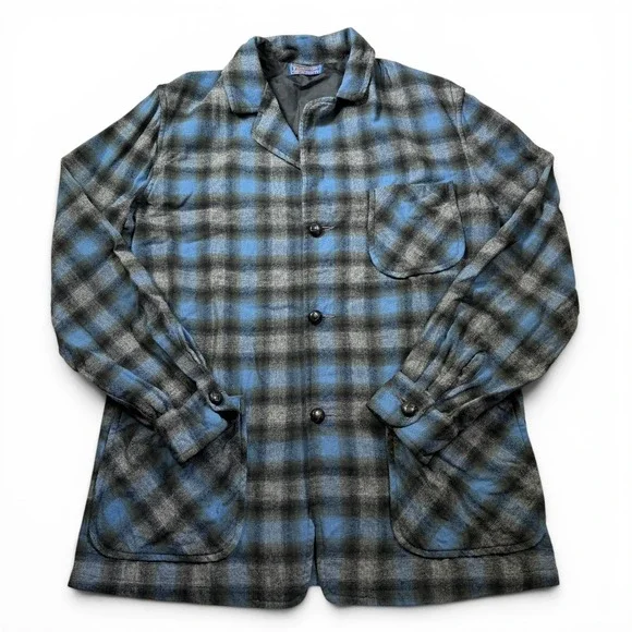 Vintage 60's  Pendleton Wool Blazer Chore Shirt Jacket Blue Men's Small