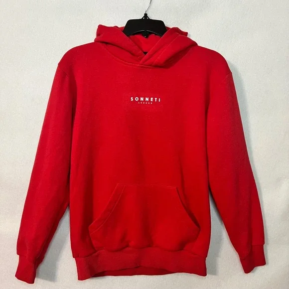 Sonneti London Kids XL Red Minimalist Pullover Hoodie Sweatshirt