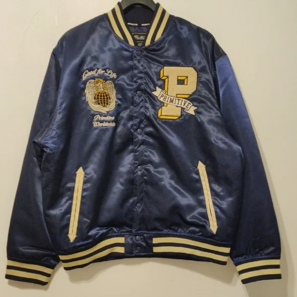 Primitive Men's Navy and Gold Varsity Jacket