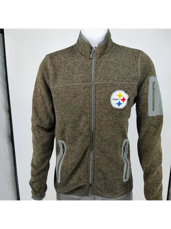 NFL G-III Apparel NFL Pittsburgh Steelers Full-Zip Brown Fleece Jacket (Small)