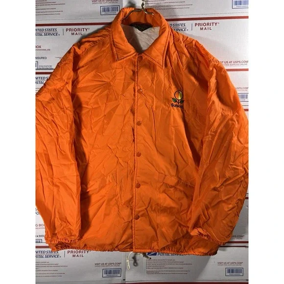 VTG‎ 70s 80s SUNKIST Soda Orange Lined Jacket XL Pla-Jac By Dunbrooke RARE