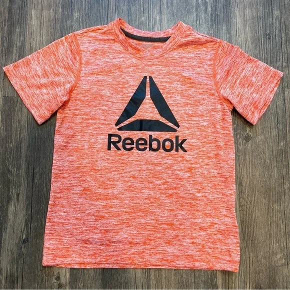 Reebok Kids Boy’s Print Logo Orange Crewneck Tee Shirt Size 8/10