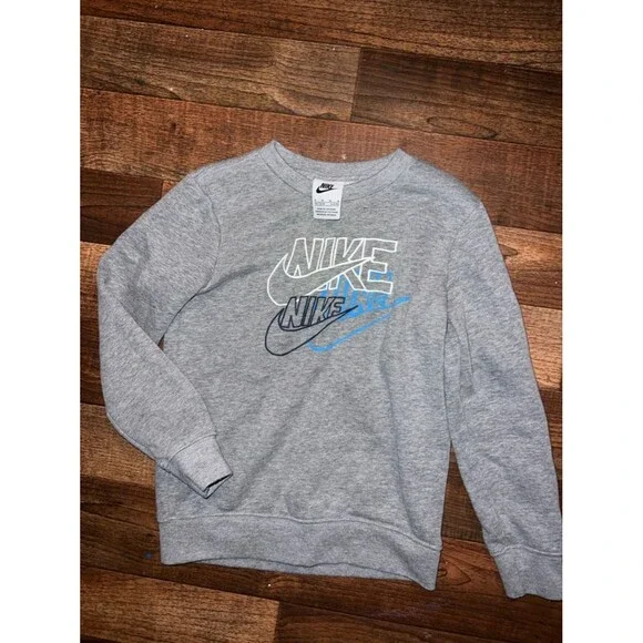Nike Gray Sweatshirt with Blue and Black Logos
