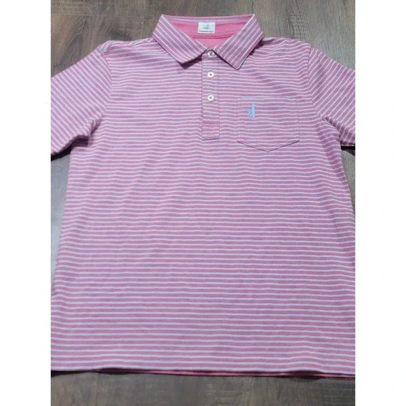 Johnnie-O Boys Hangin Out Striped Polo Shirt Lot of 2 Pink Blue Size 10 JBP02620