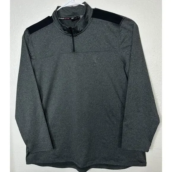 Spyder Pullover Mens XXL 1/4 Zip Lightweight Wicking Charcoal Stretch Mock Neck