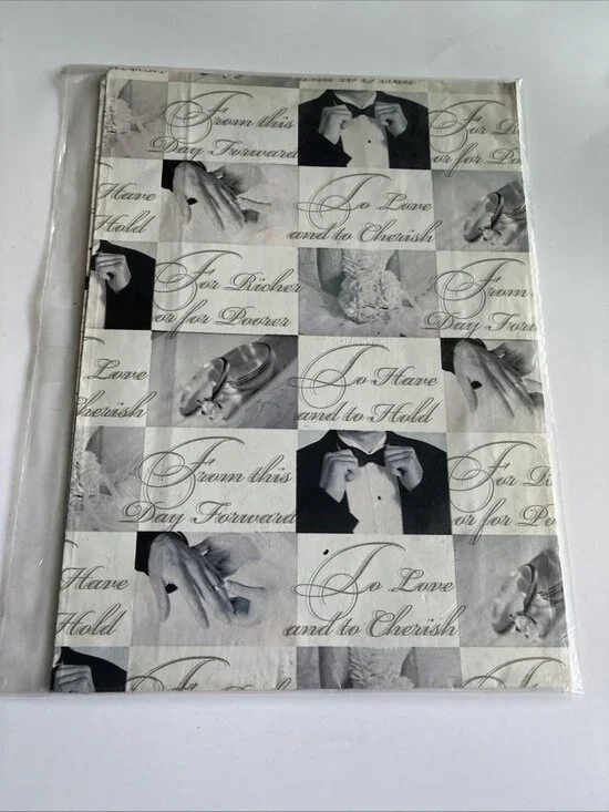 Vintage Wedding Anniversary Gift Wrapping Paper 2 Sheets Heavy Weight