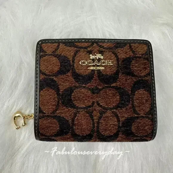 Coach Snap Wallet In Signature Chenille CCQ32 NWT