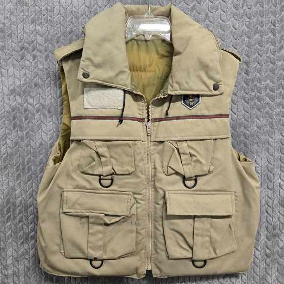 Vintage America's Cup Mens Large Life‎ Jacket Buoyant Vest Khaki Tan USA Stains*