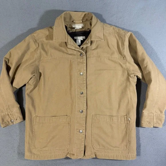 Vintage Royal Robbins Mens Tan Canvas Sherpa Lined Field Jacket Chore Coat Large