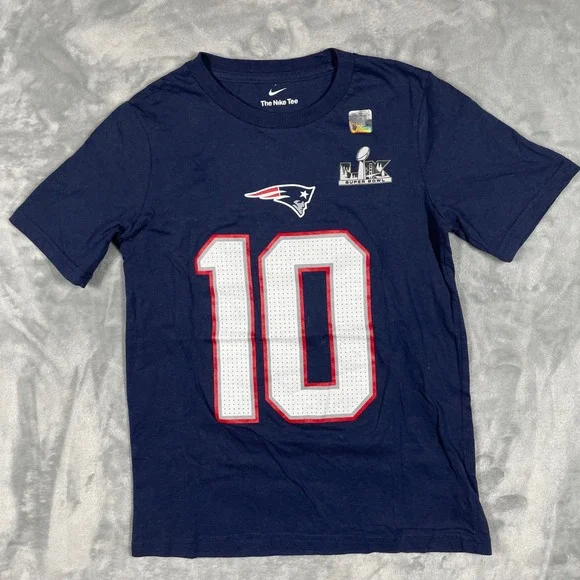 Nike New England Patriots Drake Maye 10 Super Bowl LII Youth Shirt Navy M 10/12