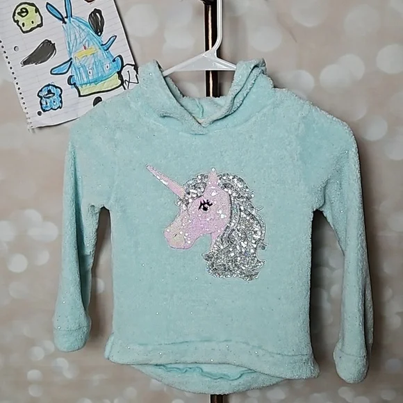 Between | Plush Sequined Unicorn Hoodie