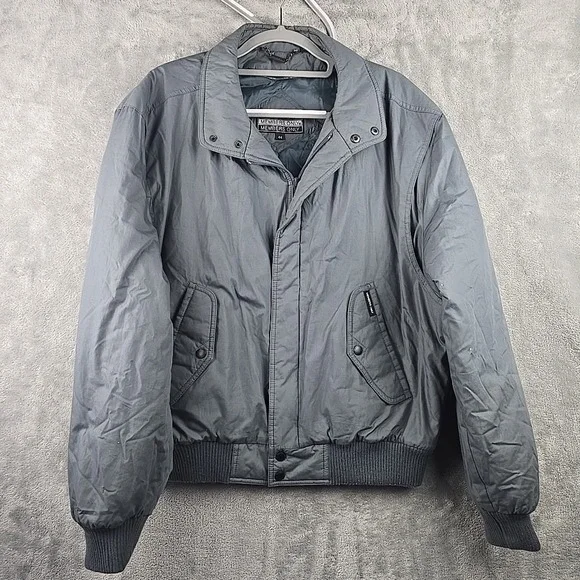 Vintage Members Only Jacket‎ Mens 44 XL Gray Bomber Lined Pockets