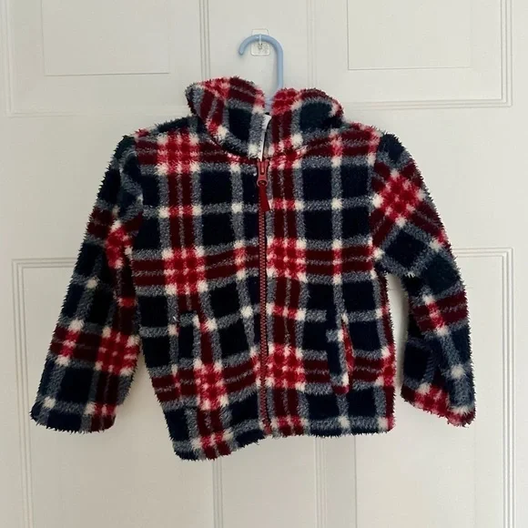 Little Me Plaid Soft Warm Zip Up Hoodie 24m