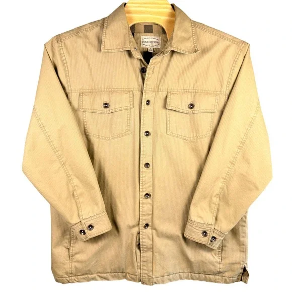 VTG High Sierra Chore Jacket Mens L Tan Herringbone Flannel Lined Quilted Work