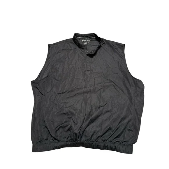 FootJoy FJ Sleeveless Vest Mens XL X-Large Black Quarter Snap Windbreaker Jacket