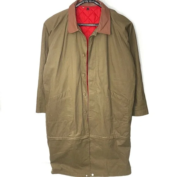 NWT Marlboro Gear XL Mens Barn Trench Coat‎ Lined Detachable Bottom Leather