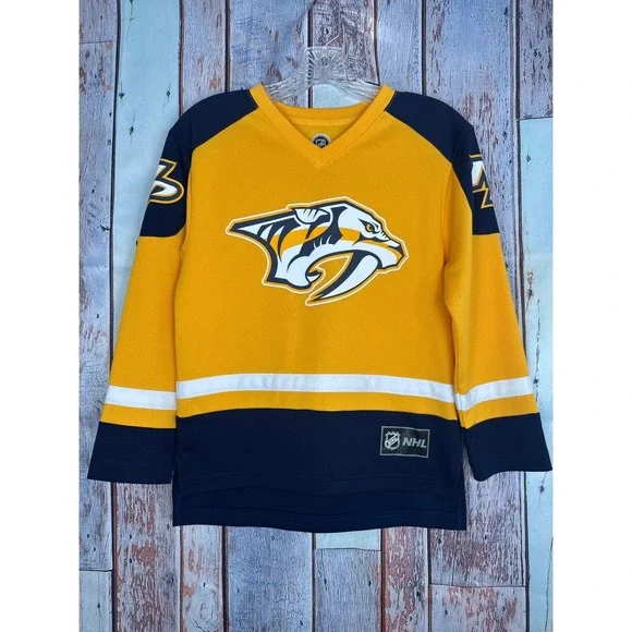 NHL Nashville Predators PK Subban 76 Youth Jersey Gold Navy‎ Blue Size M 8-10