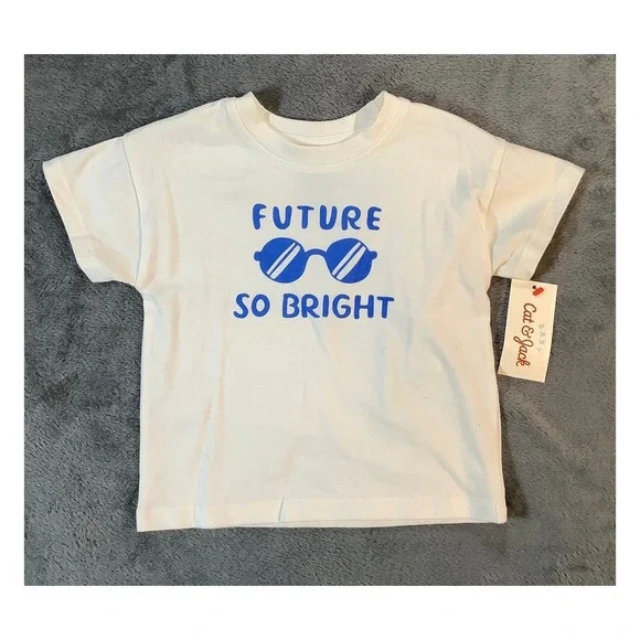 Cat & Jack Baby T-Shirt‎ 18M White Future So Bright Sunglasses Graphic Tee NWT