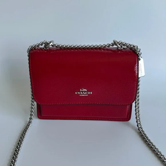 Coach Mini Klare Red Patent Leather Crossbody Bag Excellent